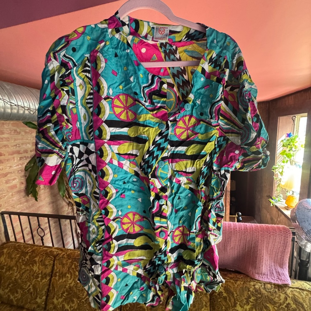 Colorful Geometric Button-Up Shirt